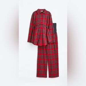 H&M cotton flannel maternity pajamas, missing belt, size M Christmas plaid